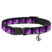 Cat Collar Breakaway - Checker Mosaic Purple Breakaway Cat Collars Buckle-Down