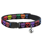 Cat Collar Breakaway - Checker & Stripe Skulls Black Multi Neon Breakaway Cat Collars Buckle-Down