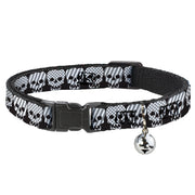Cat Collar Breakaway - Checker & Stripe Skulls Black White Gray Breakaway Cat Collars Buckle-Down