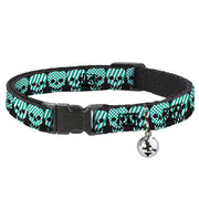 Cat Collar Breakaway - Checker & Stripe Skulls Black White Green Breakaway Cat Collars Buckle-Down