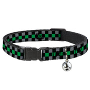 Cat Collar Breakaway - Checker Black Gray 1 Green Breakaway Cat Collars Buckle-Down