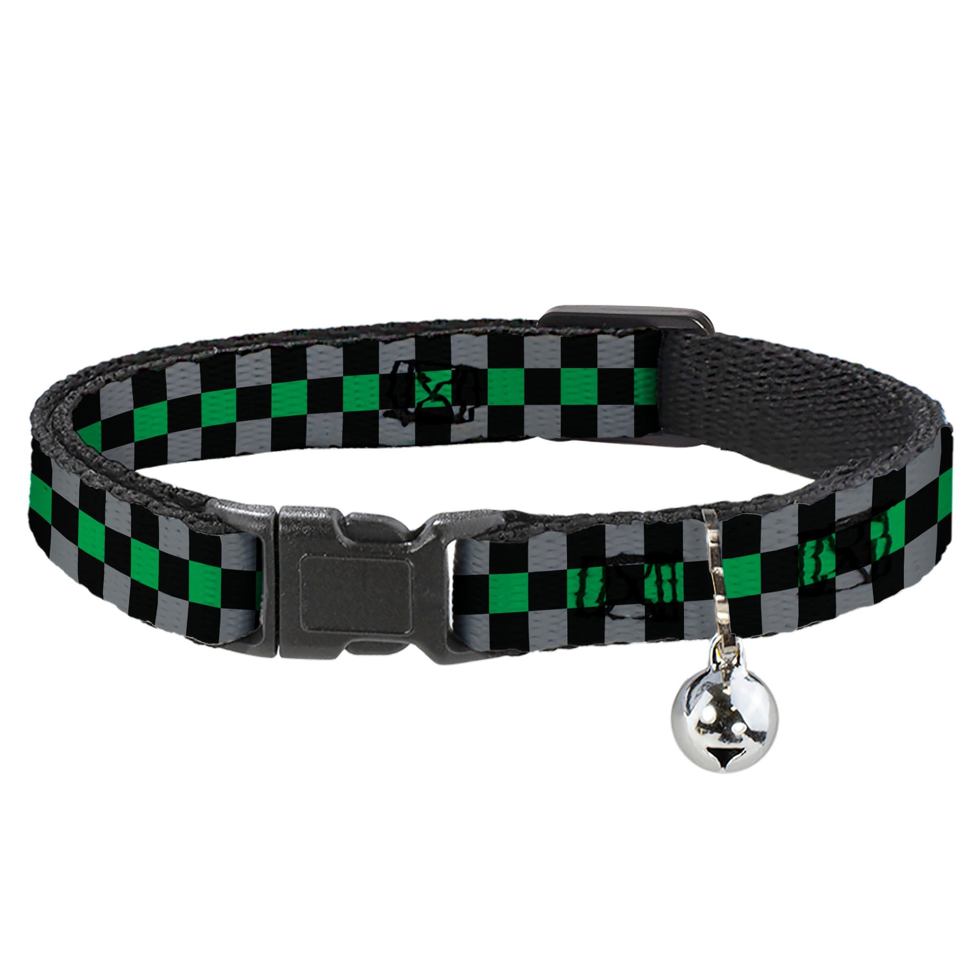Cat Collar Breakaway - Checker Black Gray 1 Green Breakaway Cat Collars Buckle-Down