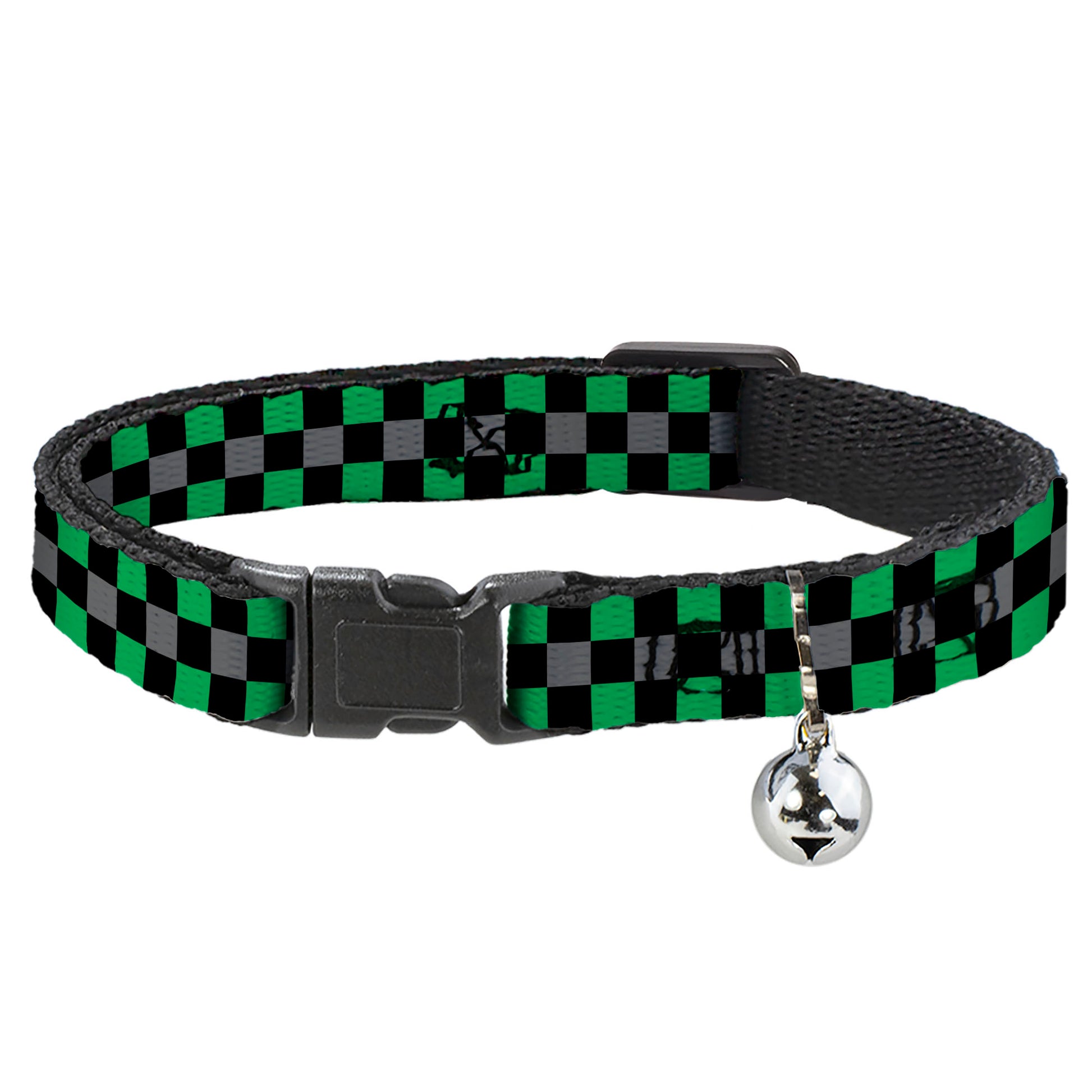 Cat Collar Breakaway - Checker Black Gray 2 Green Breakaway Cat Collars Buckle-Down