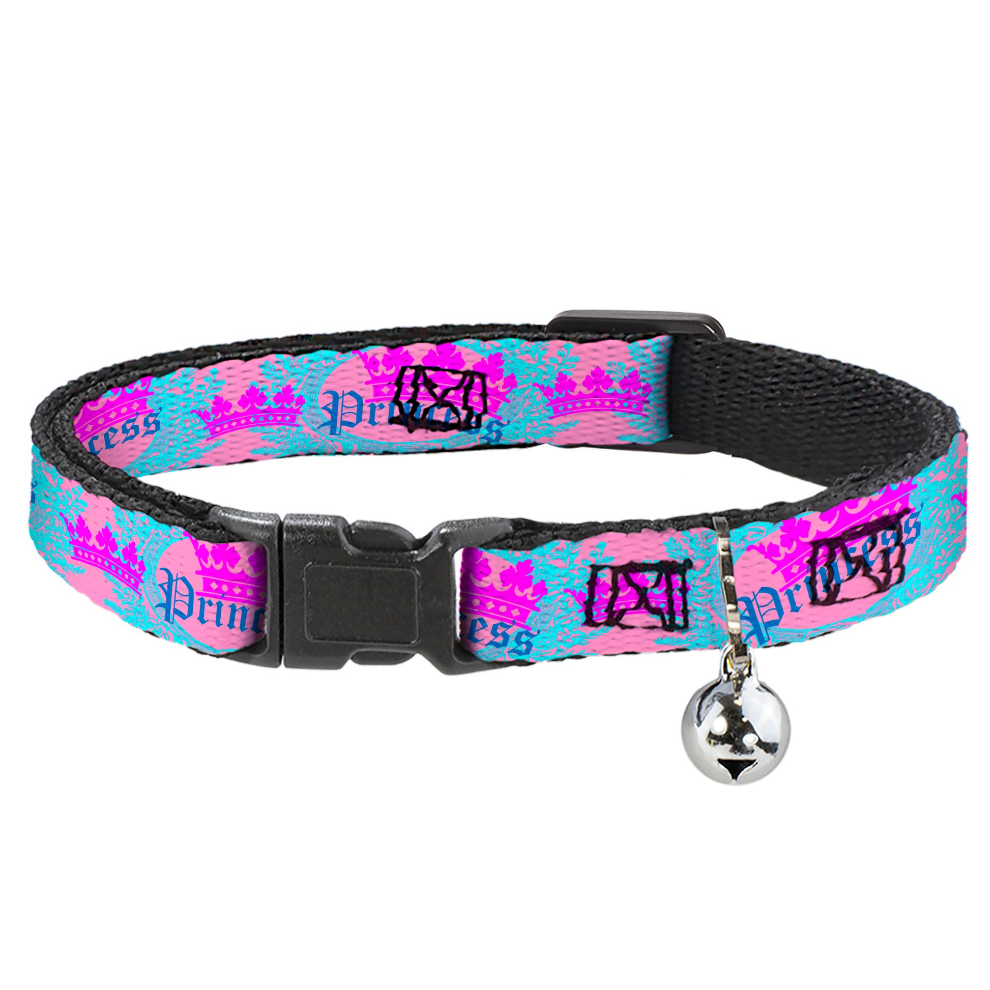 Cat Collar Breakaway - Crown Princess Oval Pink Turquoise Breakaway Cat Collars Buckle-Down