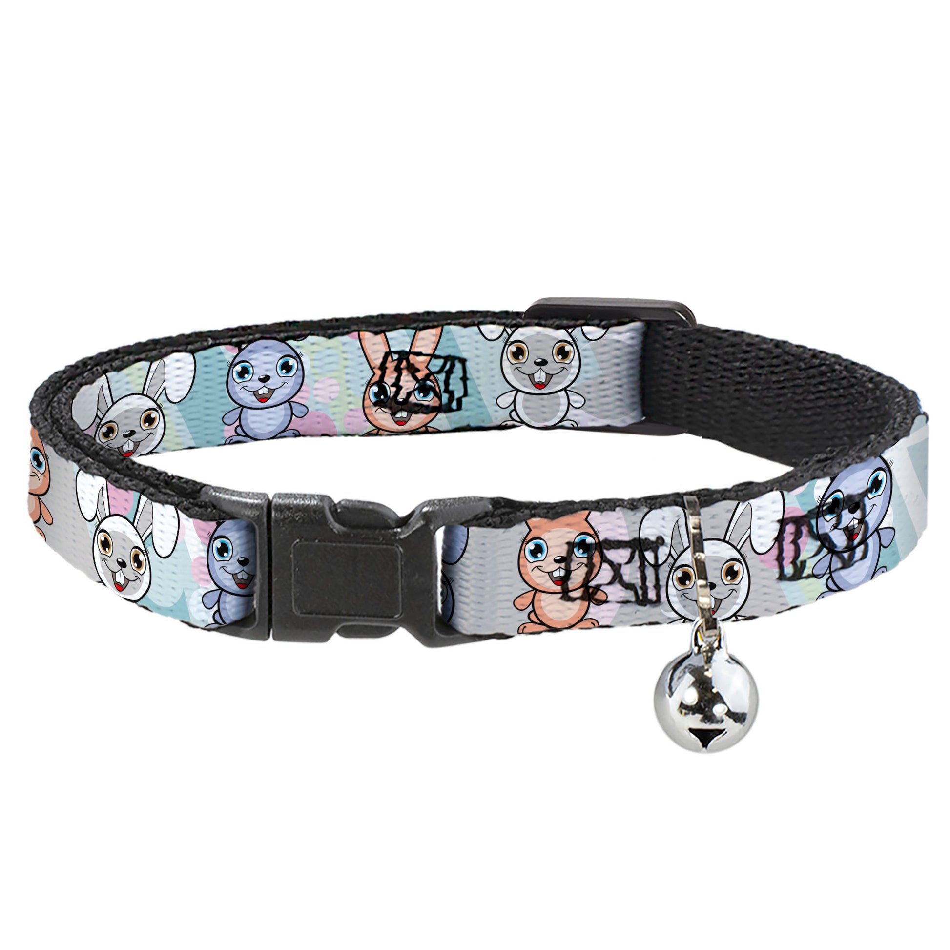 Cat Collar Breakaway - Cute Bunnies Multi Pastel Breakaway Cat Collars Buckle-Down