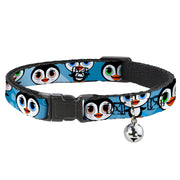 Cat Collar Breakaway - Cute Penguins Blue Bubbles Breakaway Cat Collars Buckle-Down