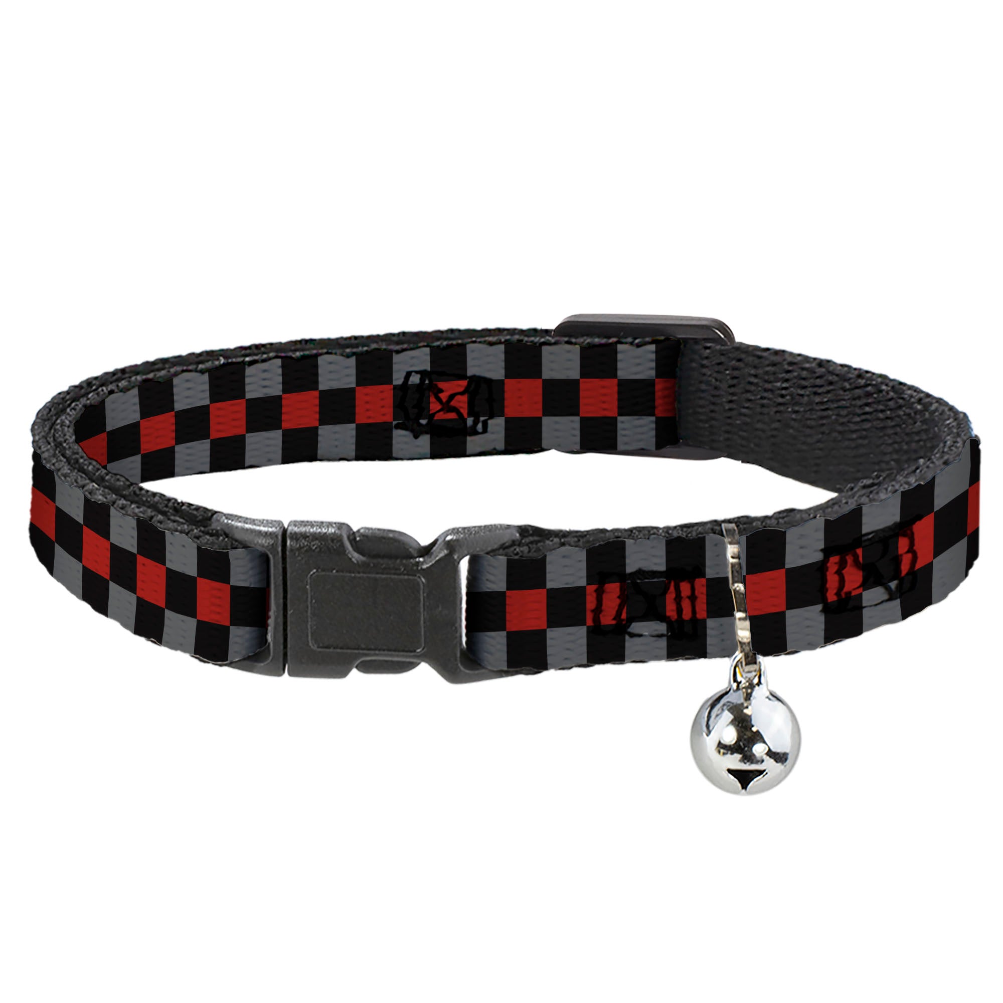 Cat Collar Breakaway - Checker Black Gray 1 Red Breakaway Cat Collars Buckle-Down