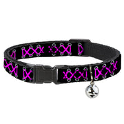 Cat Collar Breakaway - Corset Lace Up Black Fuchsia Breakaway Cat Collars Buckle-Down