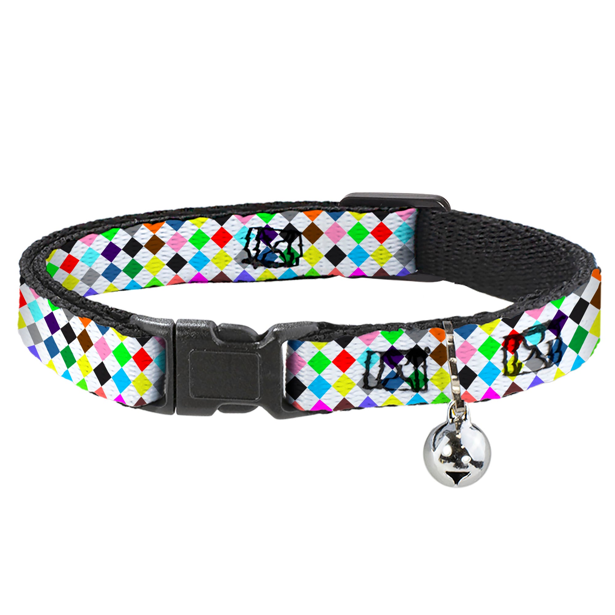 Cat Collar Breakaway - Diamonds White Multi Color Breakaway Cat Collars Buckle-Down
