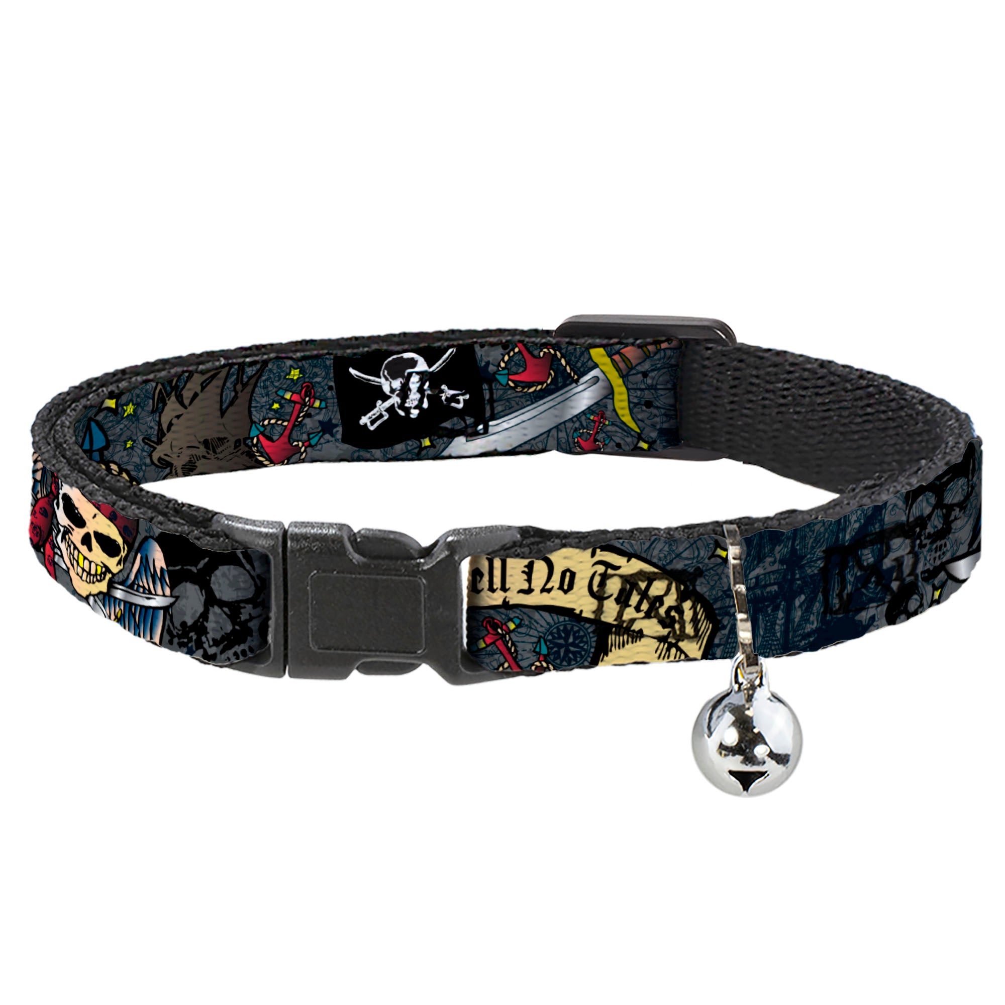 Cat Collar Breakaway - Dead Men Tell No Tales Gray Breakaway Cat Collars Buckle-Down