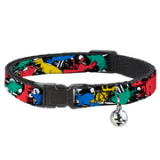 Cat Collar Breakaway - Dinosaurs Paint Splatter Black White Multi Color Breakaway Cat Collars Buckle-Down