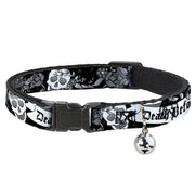 Cat Collar Breakaway - Death Before Dishonor Black White Breakaway Cat Collars Buckle-Down
