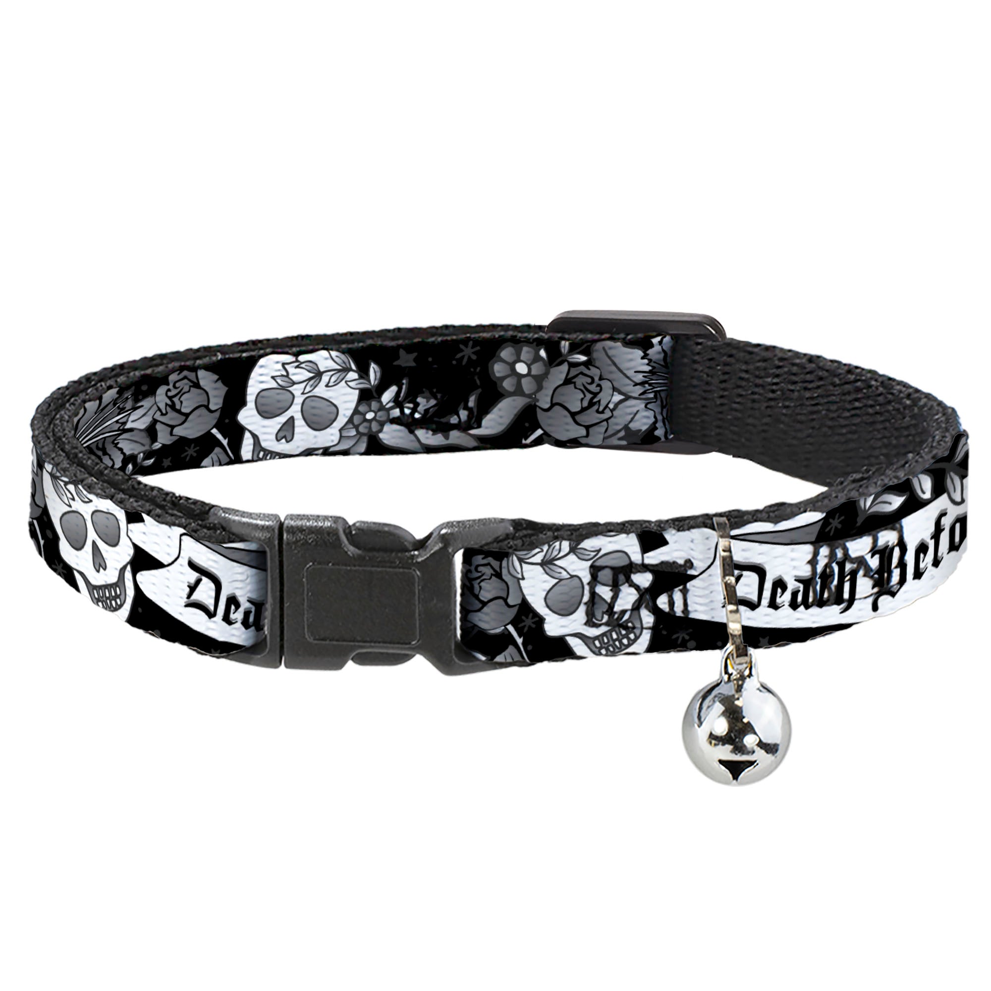 Cat Collar Breakaway - Death Before Dishonor Black White Breakaway Cat Collars Buckle-Down