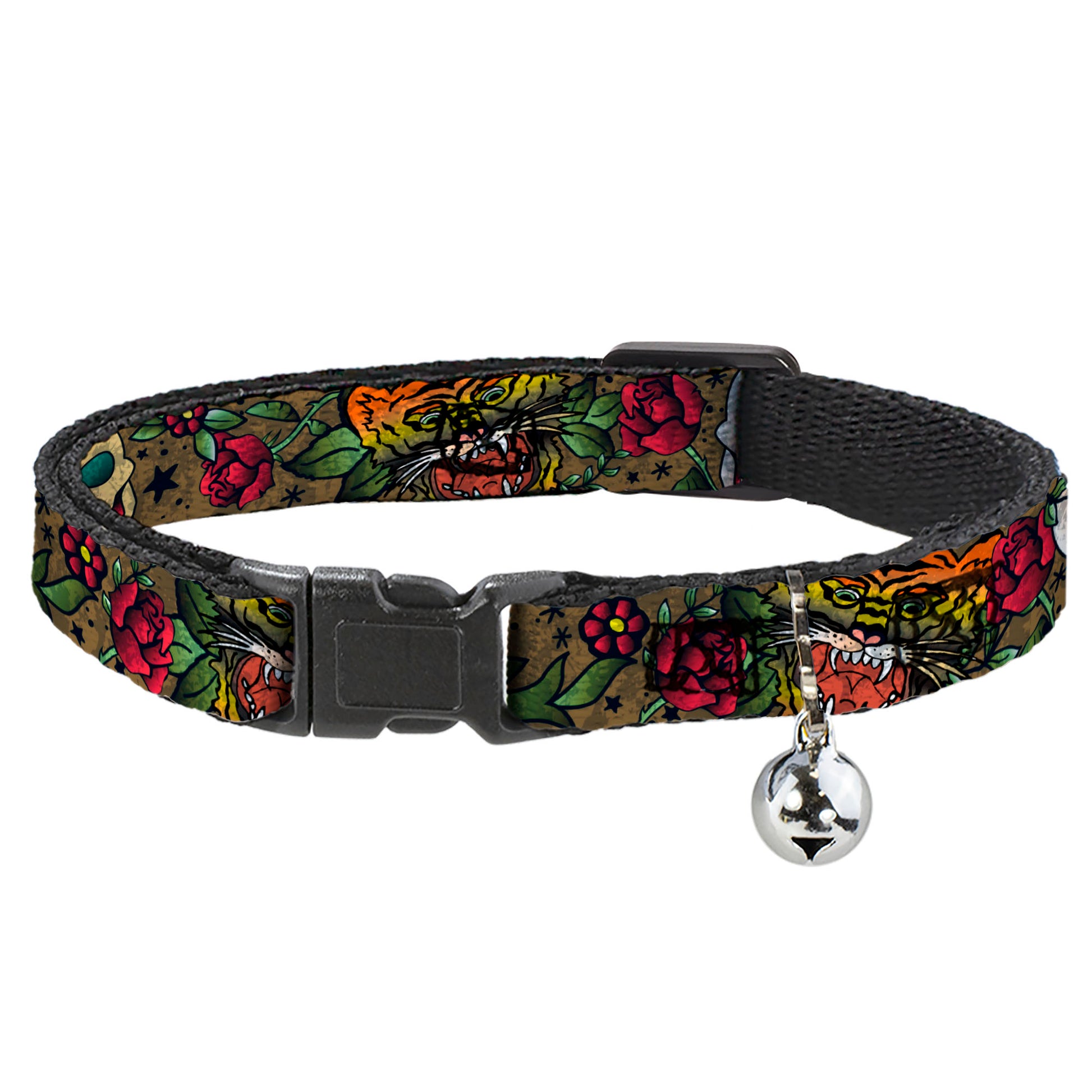 Cat Collar Breakaway - Death Before Dishonor CLOSE-UP Olive Breakaway Cat Collars Buckle-Down