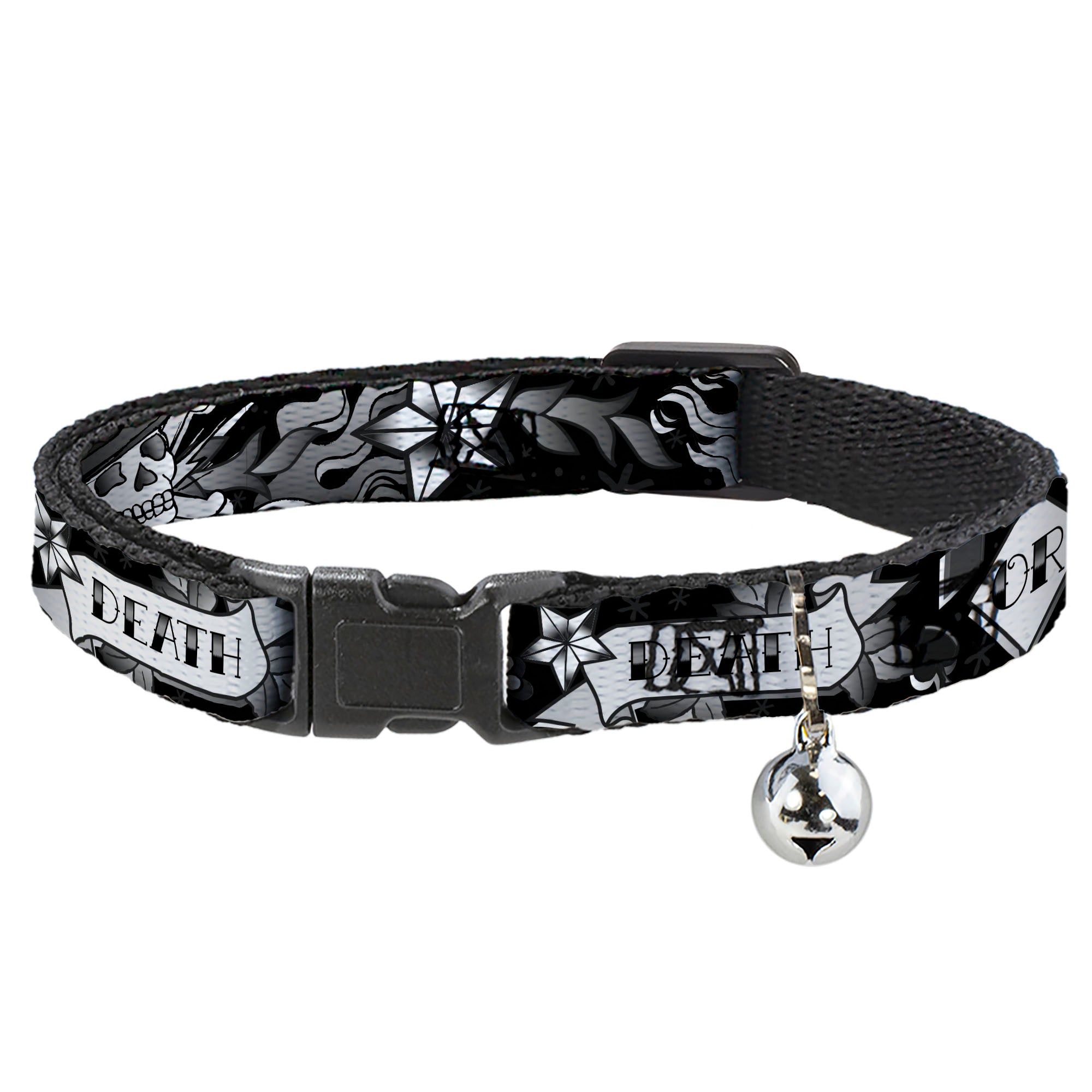 Cat Collar Breakaway - Death or Glory Black White Breakaway Cat Collars Buckle-Down