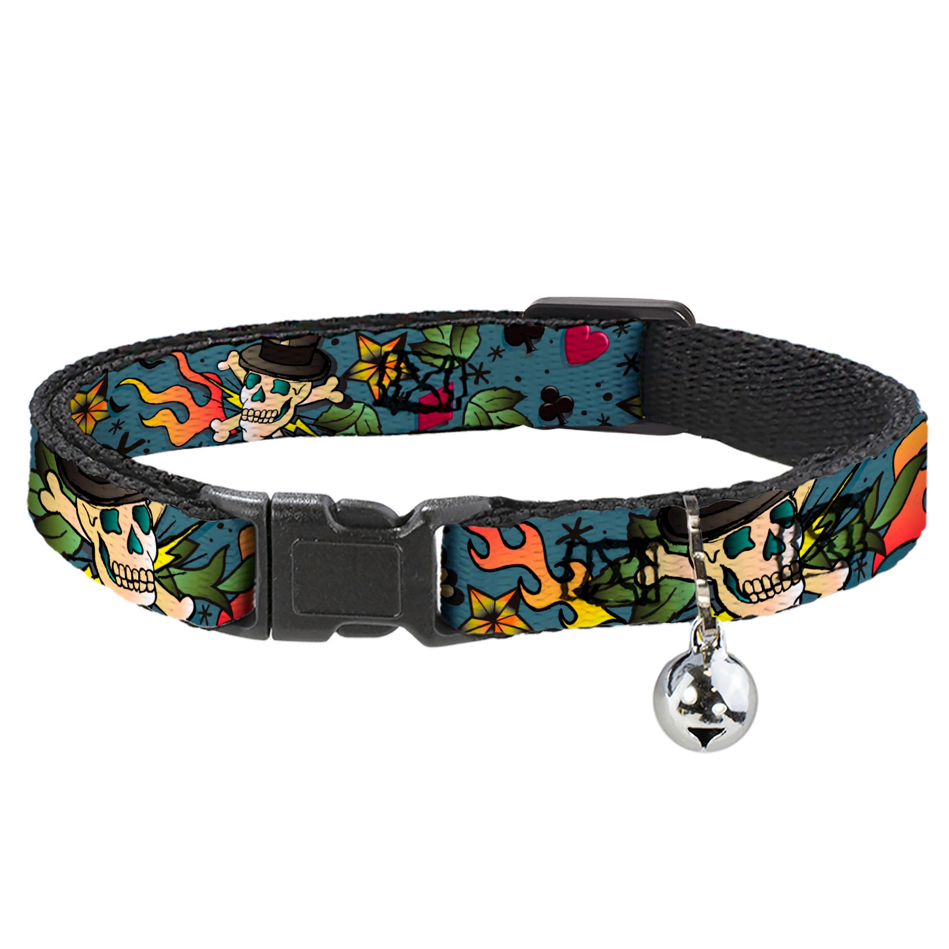 Cat Collar Breakaway - Death or Glory CLOSE-UP Gray Breakaway Cat Collars Buckle-Down