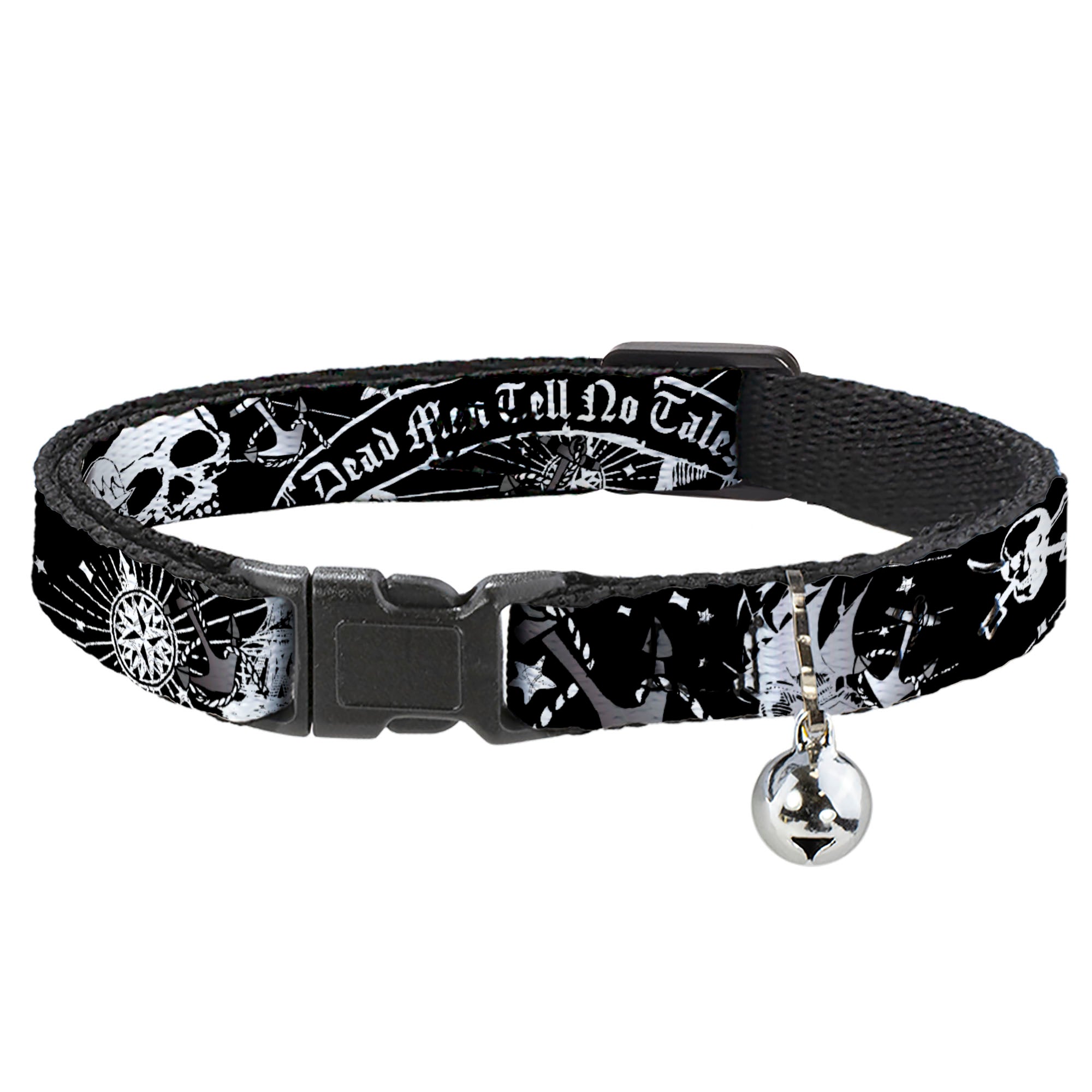 Cat Collar Breakaway - Dead Men Tell No Tales Black White Breakaway Cat Collars Buckle-Down