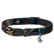 Cat Collar Breakaway - Dead Men Tell No Tales CLOSE-UP Turquoise Breakaway Cat Collars Buckle-Down