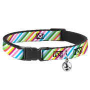 Cat Collar Breakaway - Diagonal Stripes White Multi Color Breakaway Cat Collars Buckle-Down