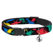 Cat Collar Breakaway - Dinosaurs Black Multi Color Breakaway Cat Collars Buckle-Down