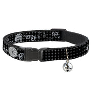 Cat Collar Breakaway - DJ Skulls Black Gray Breakaway Cat Collars Buckle-Down