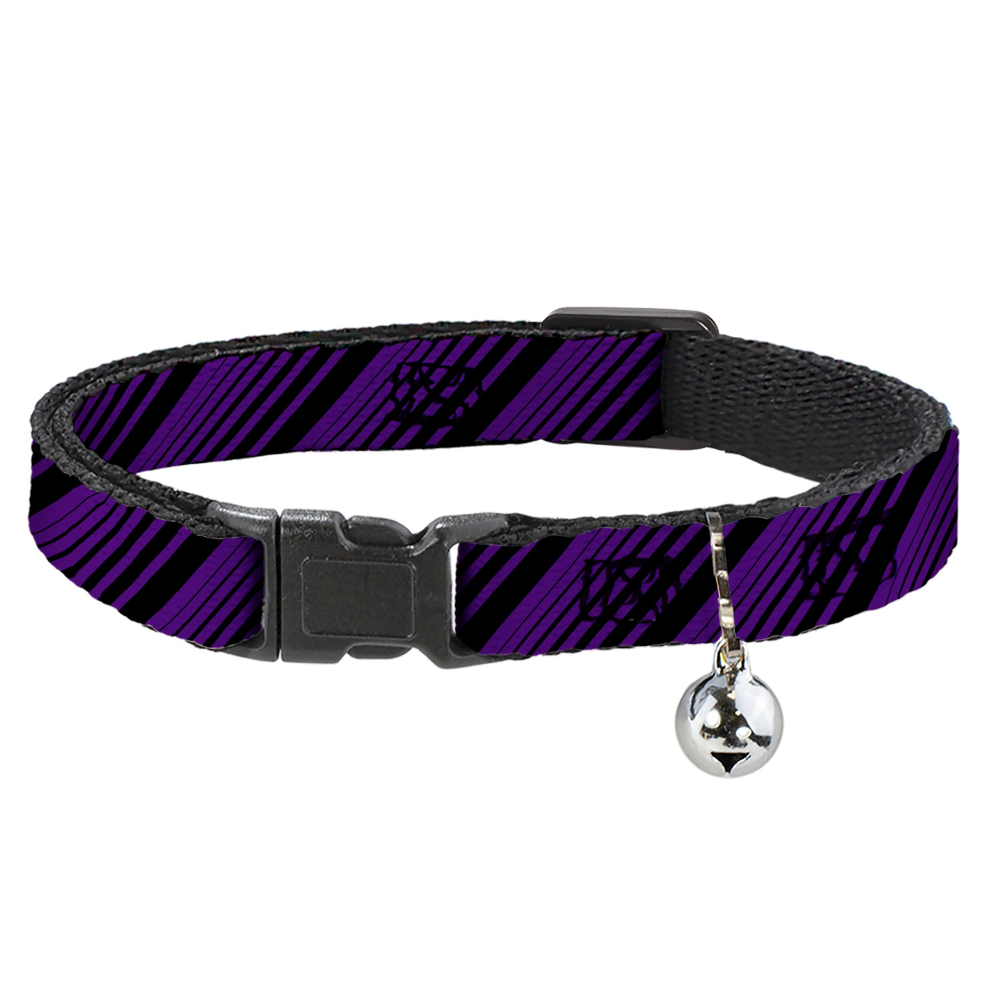 Cat Collar Breakaway - Diagonal Stripes Black Purple Breakaway Cat Collars Buckle-Down