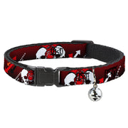 Cat Collar Breakaway - DJ Skulls Up Down Black Red Breakaway Cat Collars Buckle-Down