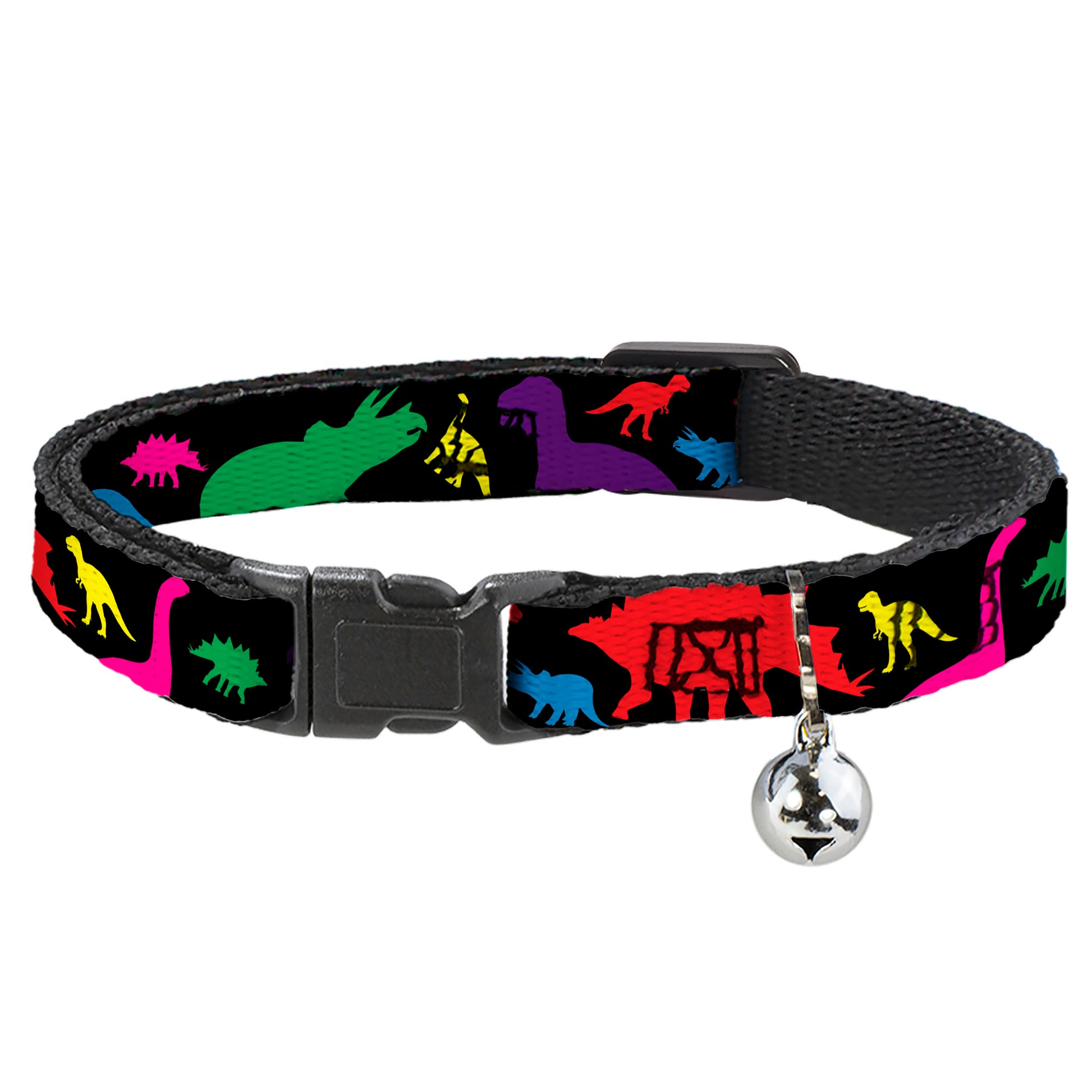 Cat Collar Breakaway - Dinosaur Silhouette Black Multi Color Breakaway Cat Collars Buckle-Down