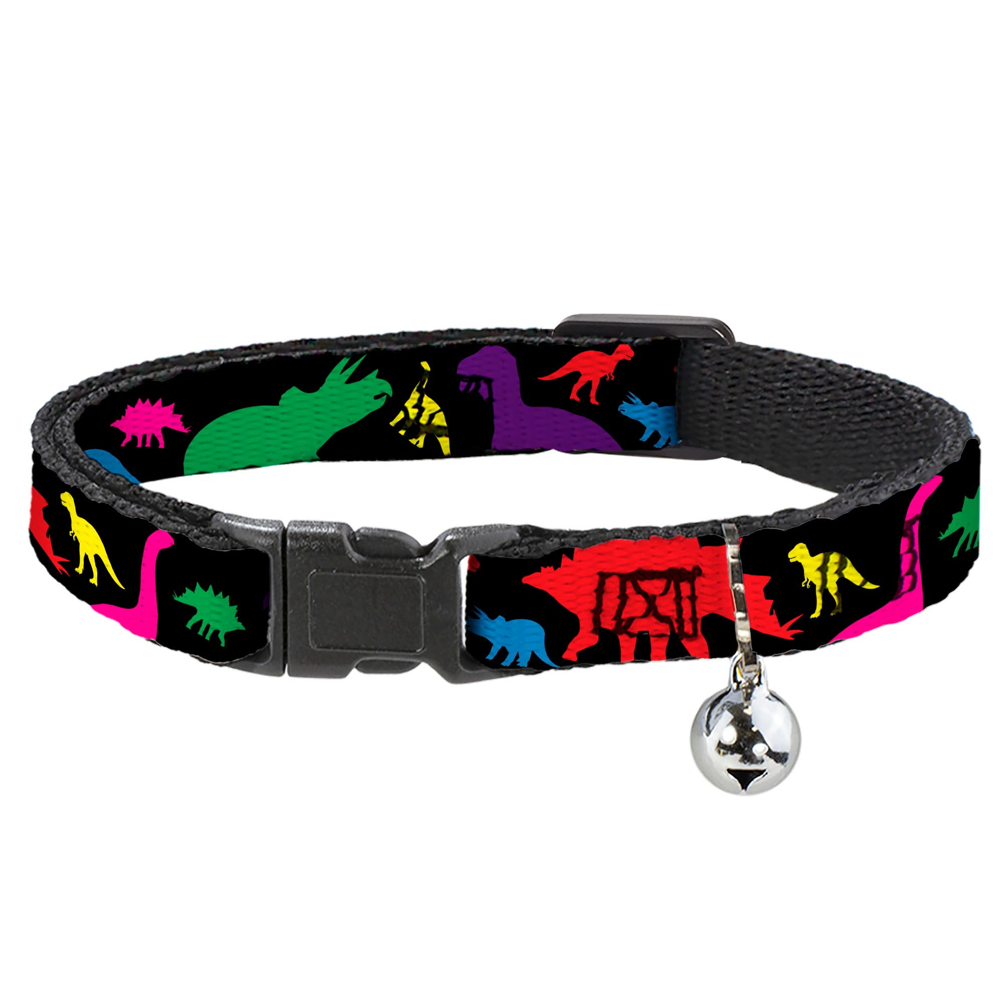Cat Collar Breakaway - Dinosaur Silhouette Black Multi Color Breakaway Cat Collars Buckle-Down