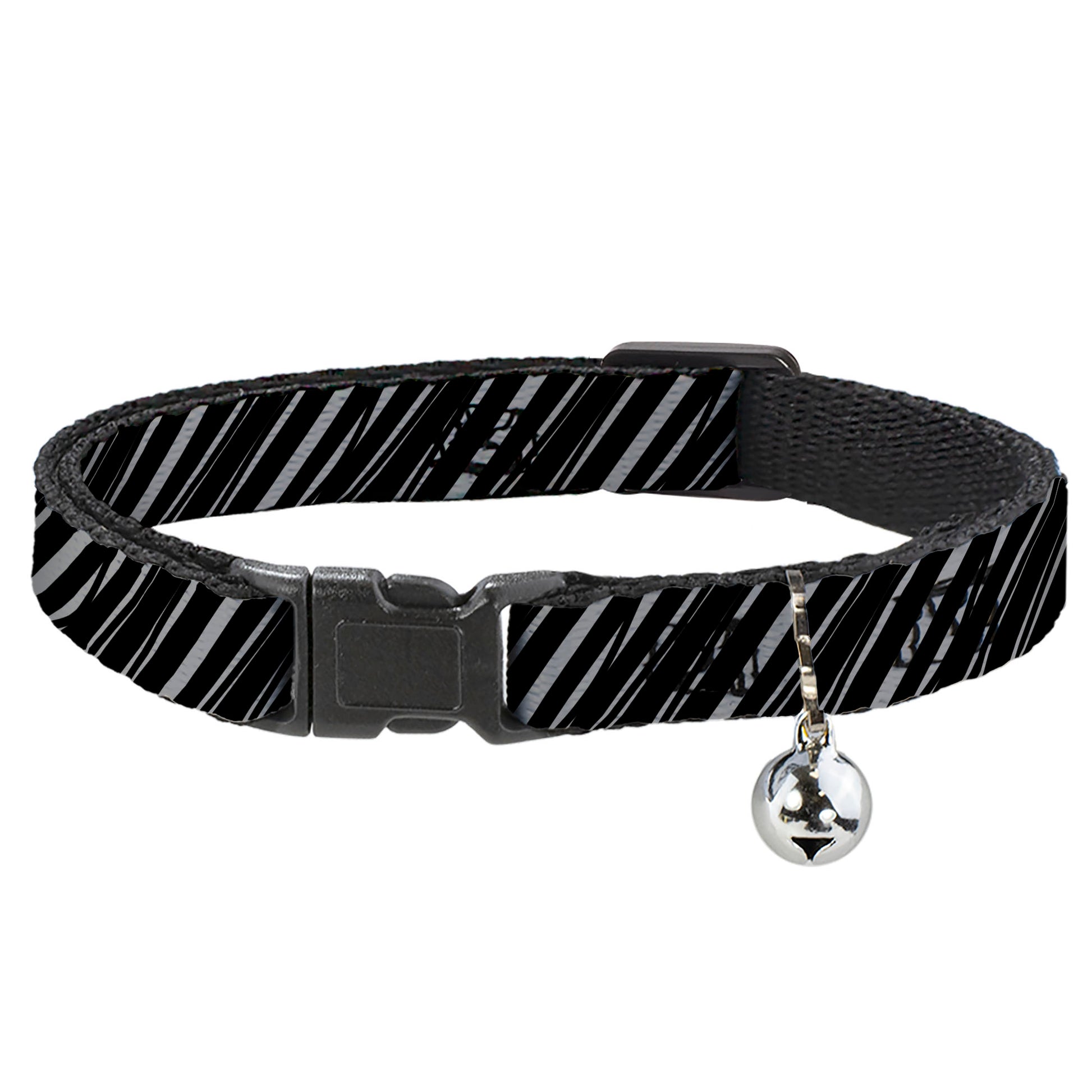 Cat Collar Breakaway - Diagonal Stripes Scribble Gray Black Breakaway Cat Collars Buckle-Down