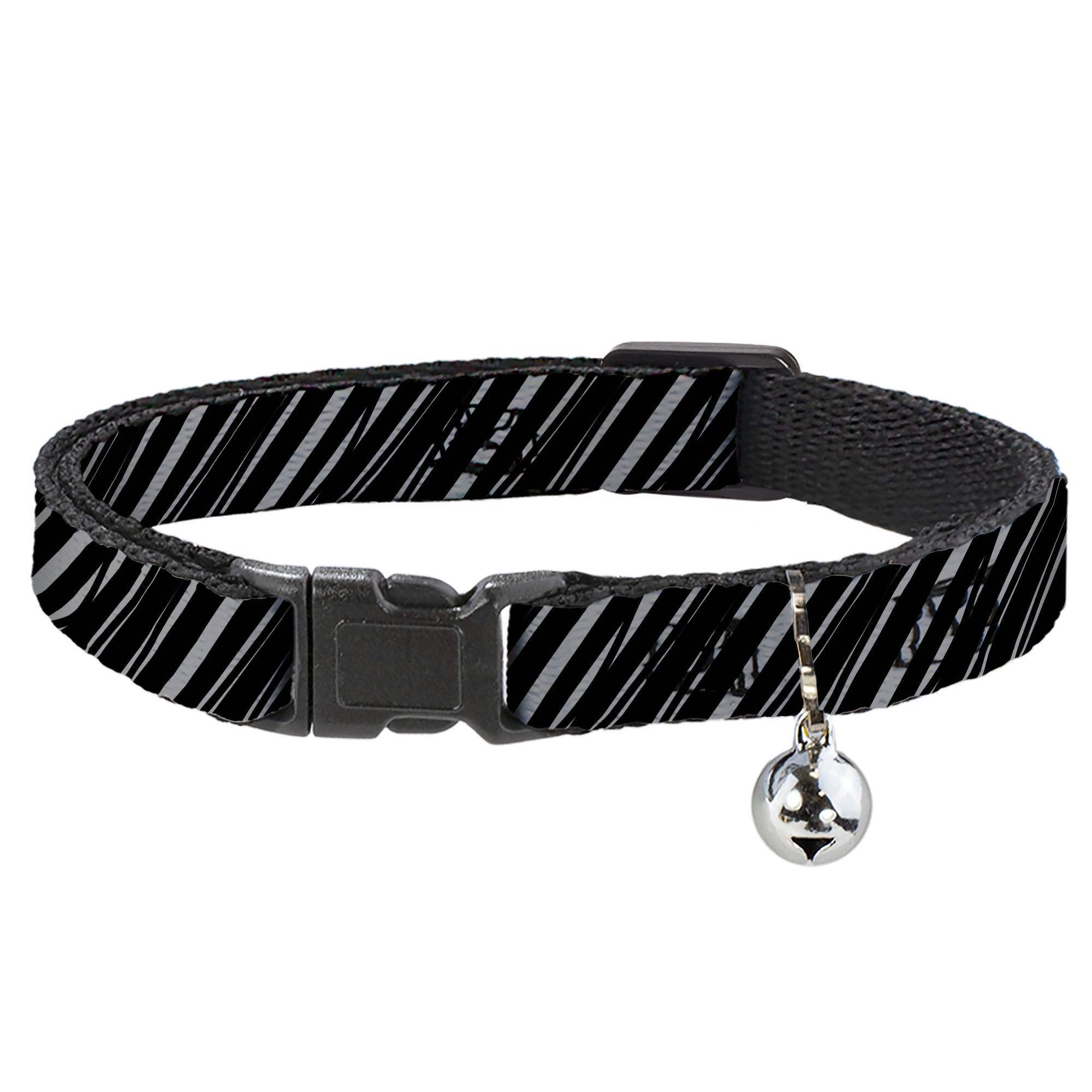 Cat Collar Breakaway - Diagonal Stripes Scribble Gray Black Breakaway Cat Collars Buckle-Down