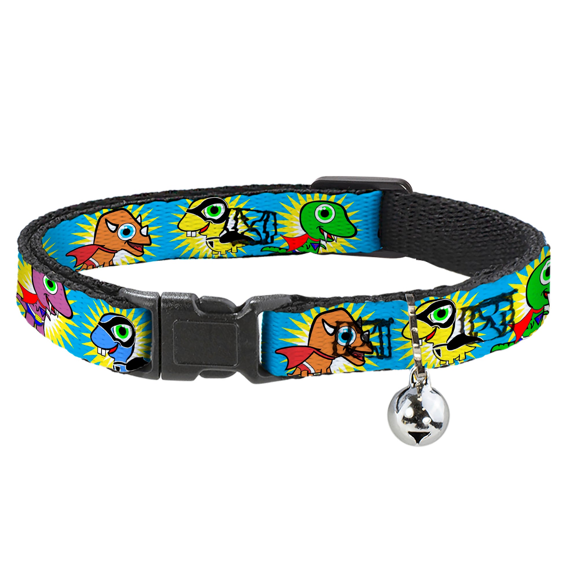 Cat Collar Breakaway - Dinosaur Superhero Baby Blue Breakaway Cat Collars Buckle-Down