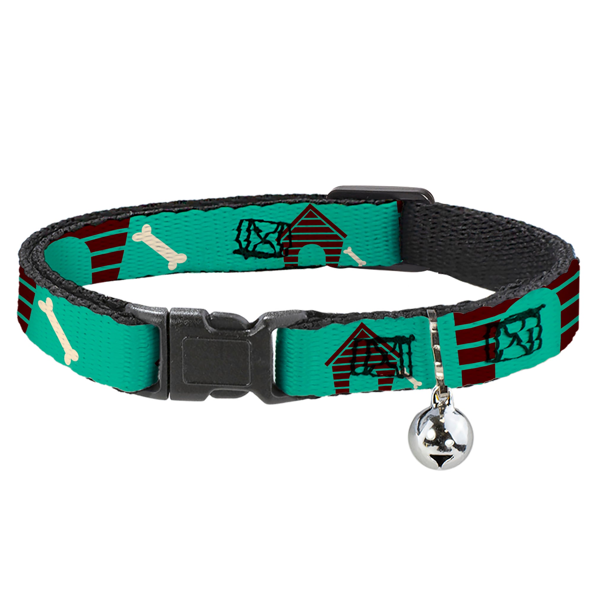 Cat Collar Breakaway - Dog House & Bone Turquoise Brown Breakaway Cat Collars Buckle-Down