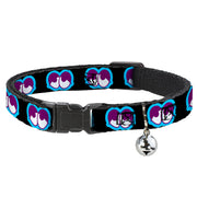 Cat Collar Breakaway - Dopey Eyes Black Baby Blue Purple Breakaway Cat Collars Buckle-Down