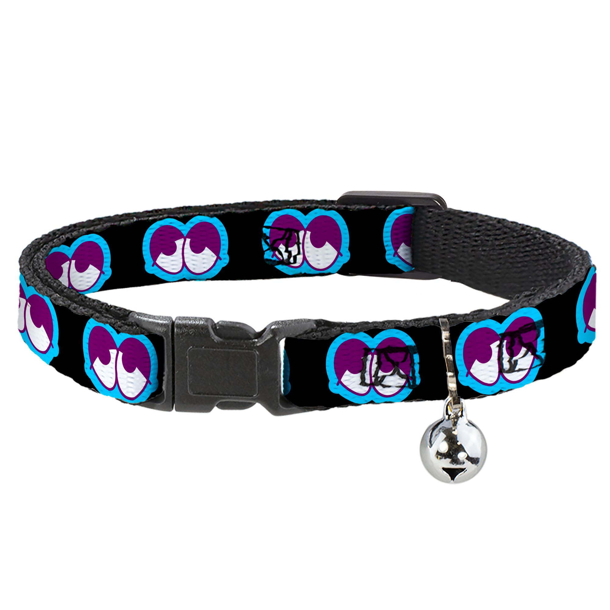 Cat Collar Breakaway - Dopey Eyes Black Baby Blue Purple Breakaway Cat Collars Buckle-Down