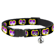 Cat Collar Breakaway - Dopey Eyes Black Yellow Purple Breakaway Cat Collars Buckle-Down