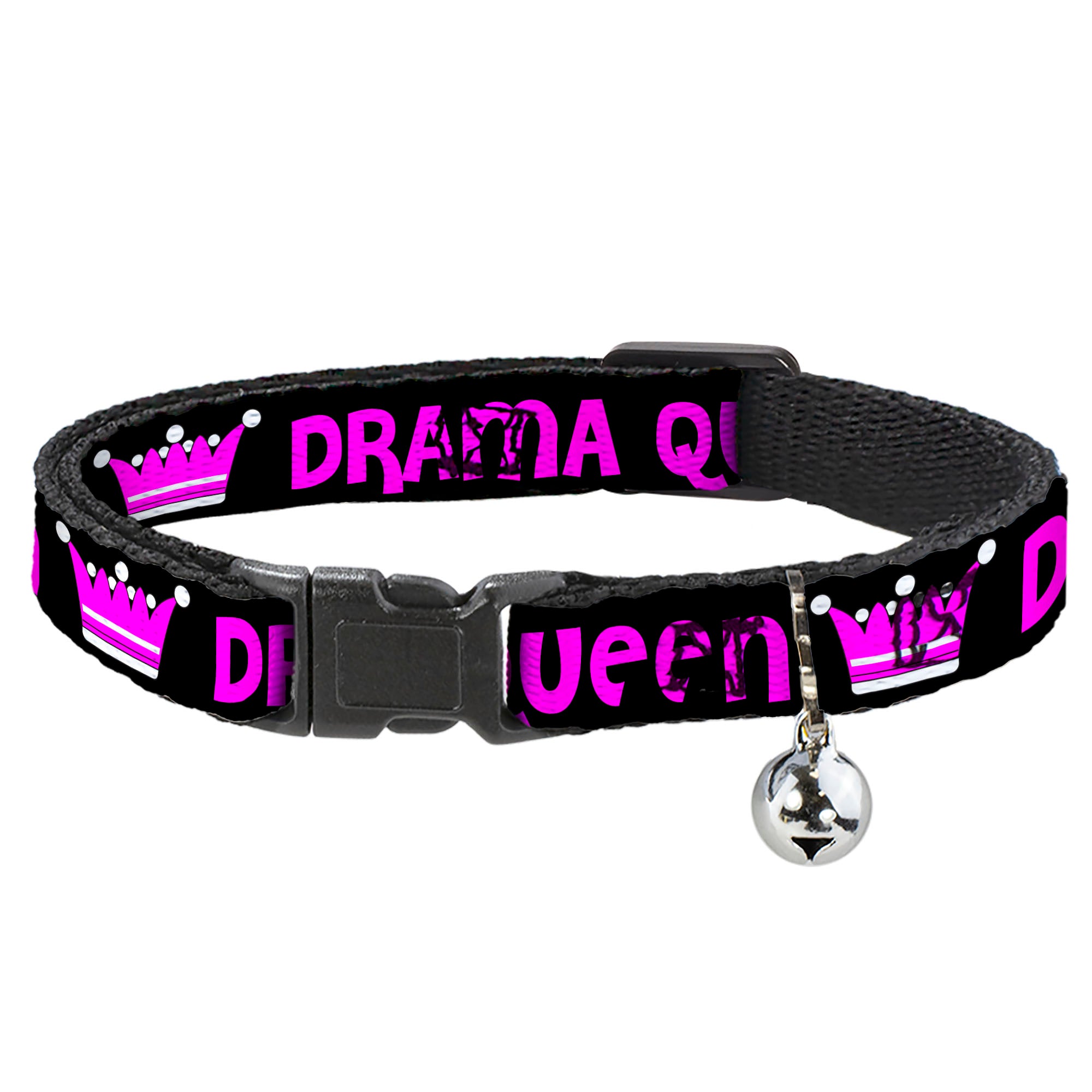Cat Collar Breakaway - DRAMA QUEEN Black Fuchsia Breakaway Cat Collars Buckle-Down