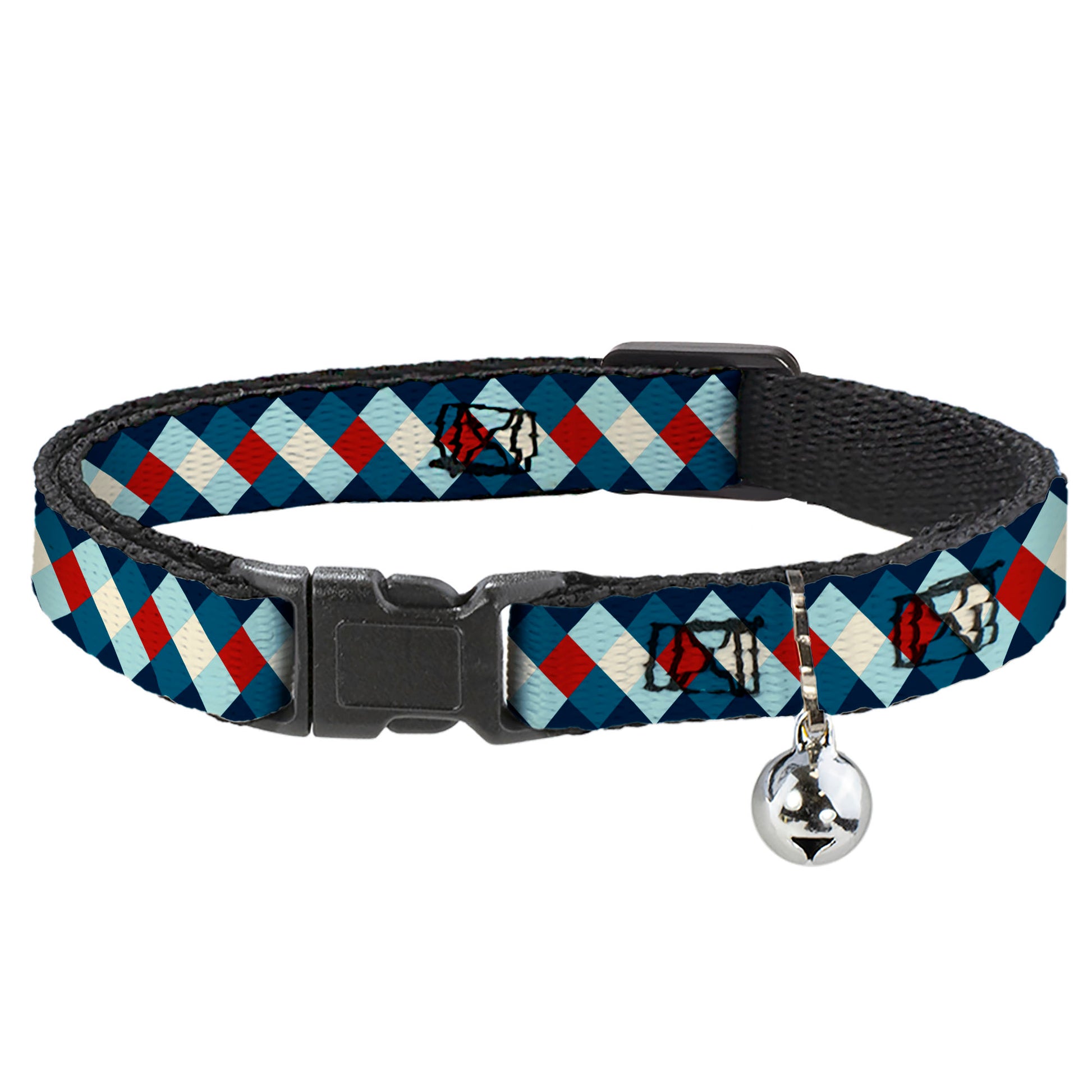 Cat Collar Breakaway - Diamond Plaid Blues Khaki Red Breakaway Cat Collars Buckle-Down