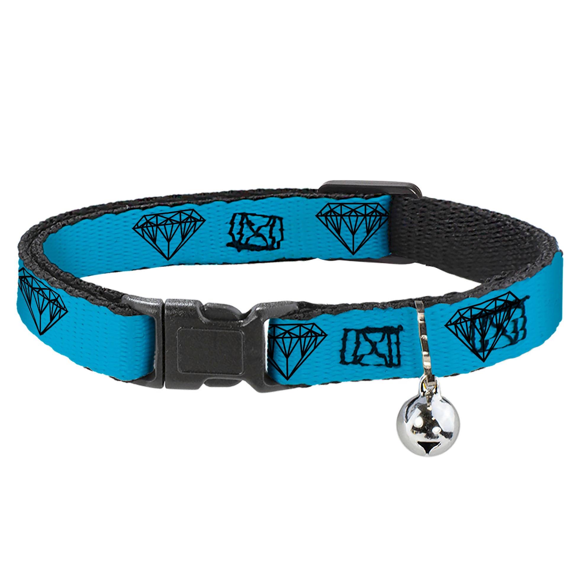 Cat Collar Breakaway - Diamond Sketch Turquoise Black Breakaway Cat Collars Buckle-Down