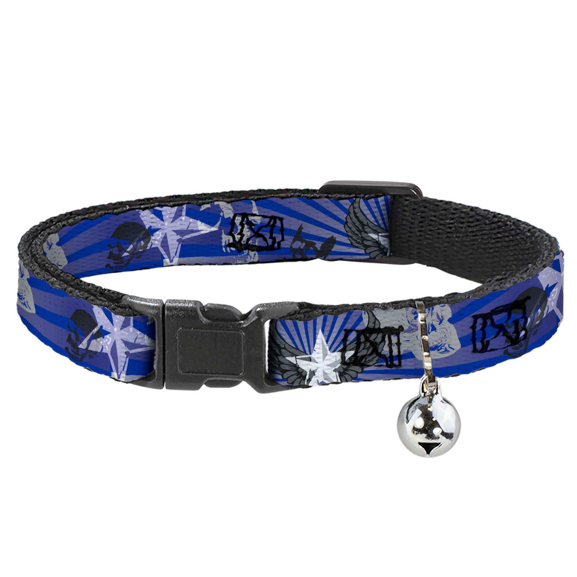 Cat Collar Breakaway - Die Hard Skulls & Stars1 Blue Grays Breakaway Cat Collars Buckle-Down