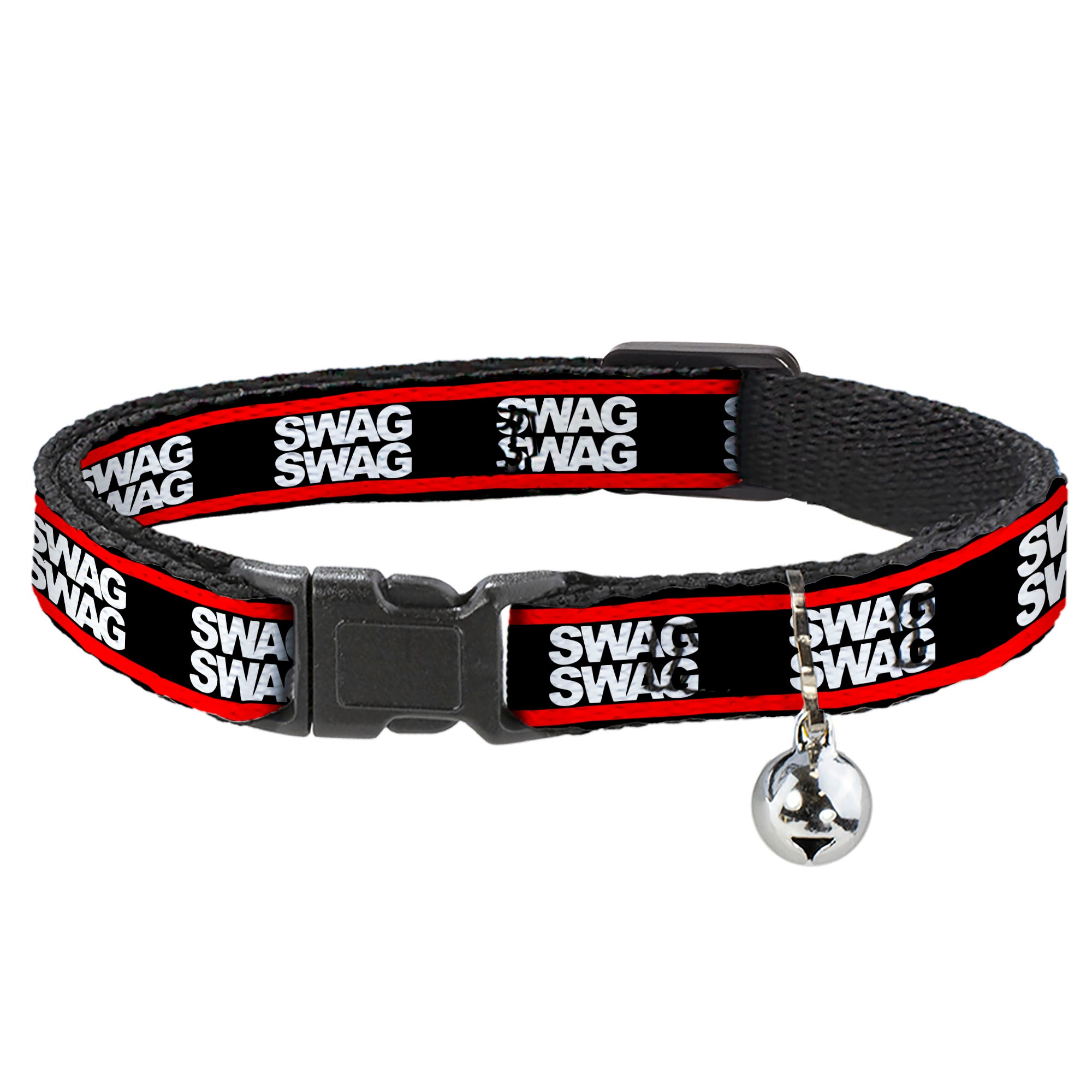 Cat Collar Breakaway - Double SWAG Black White Red Stripe Breakaway Cat Collars Buckle-Down