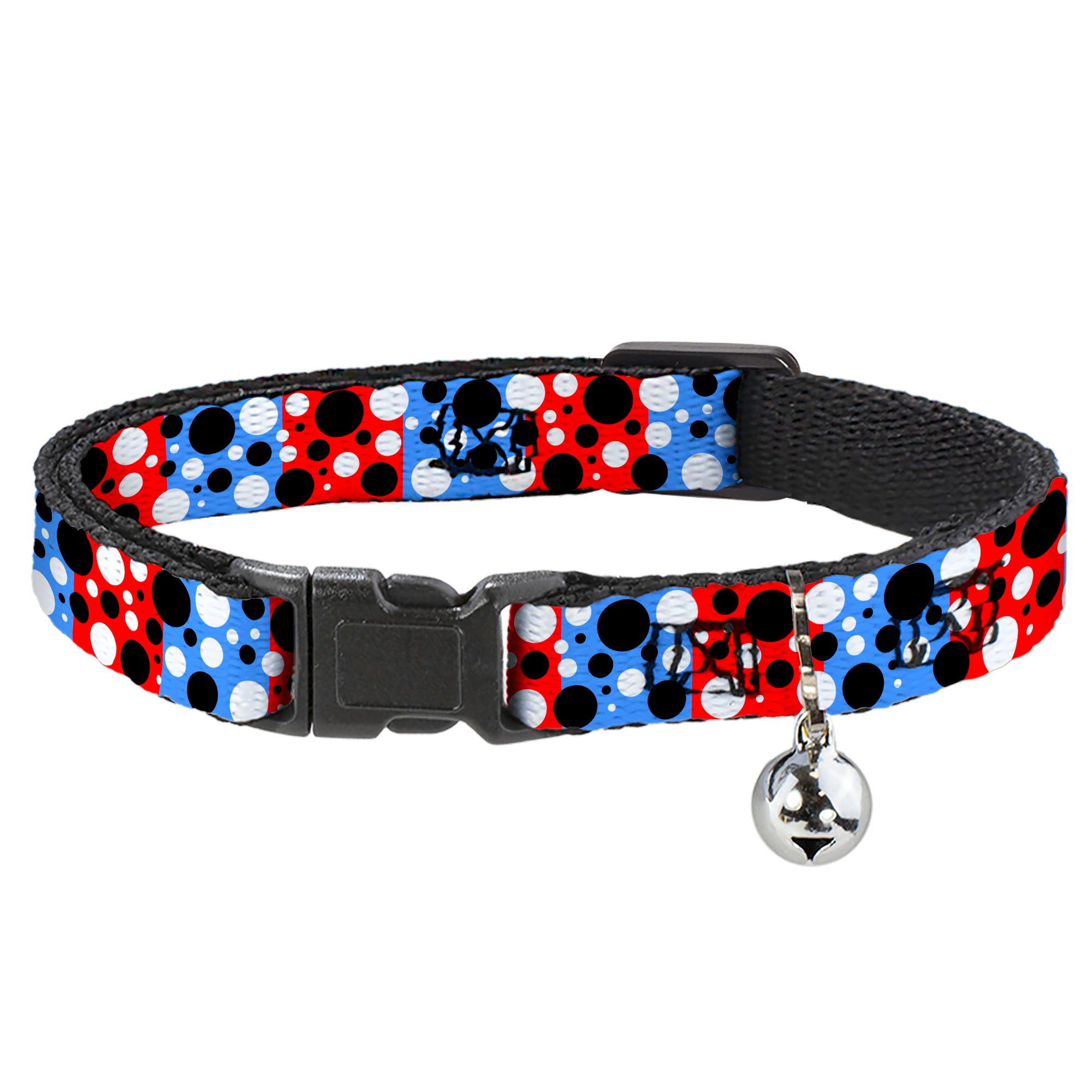 Cat Collar Breakaway - Dot Blocks Blue Red Black White Breakaway Cat Collars Buckle-Down