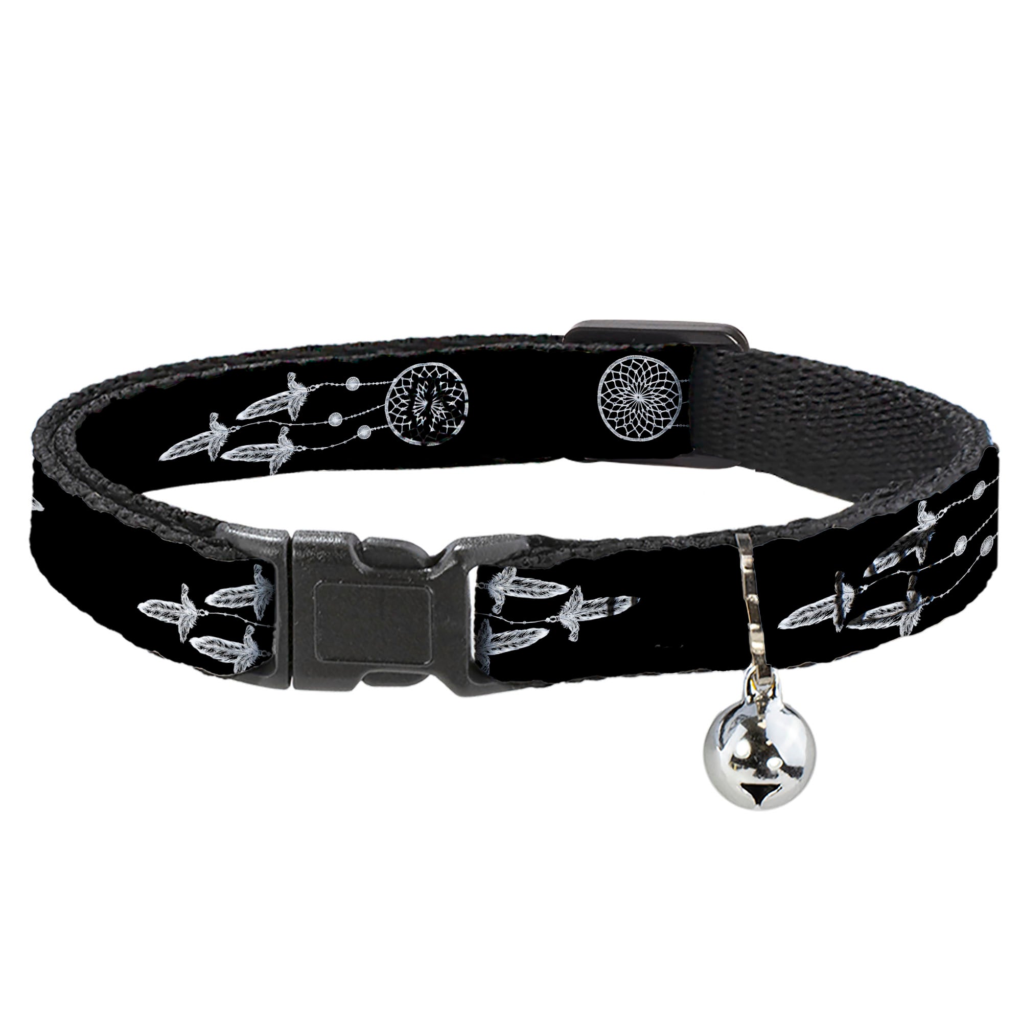Cat Collar Breakaway with Bell - Dream Catcher Black White Breakaway Cat Collars Buckle-Down