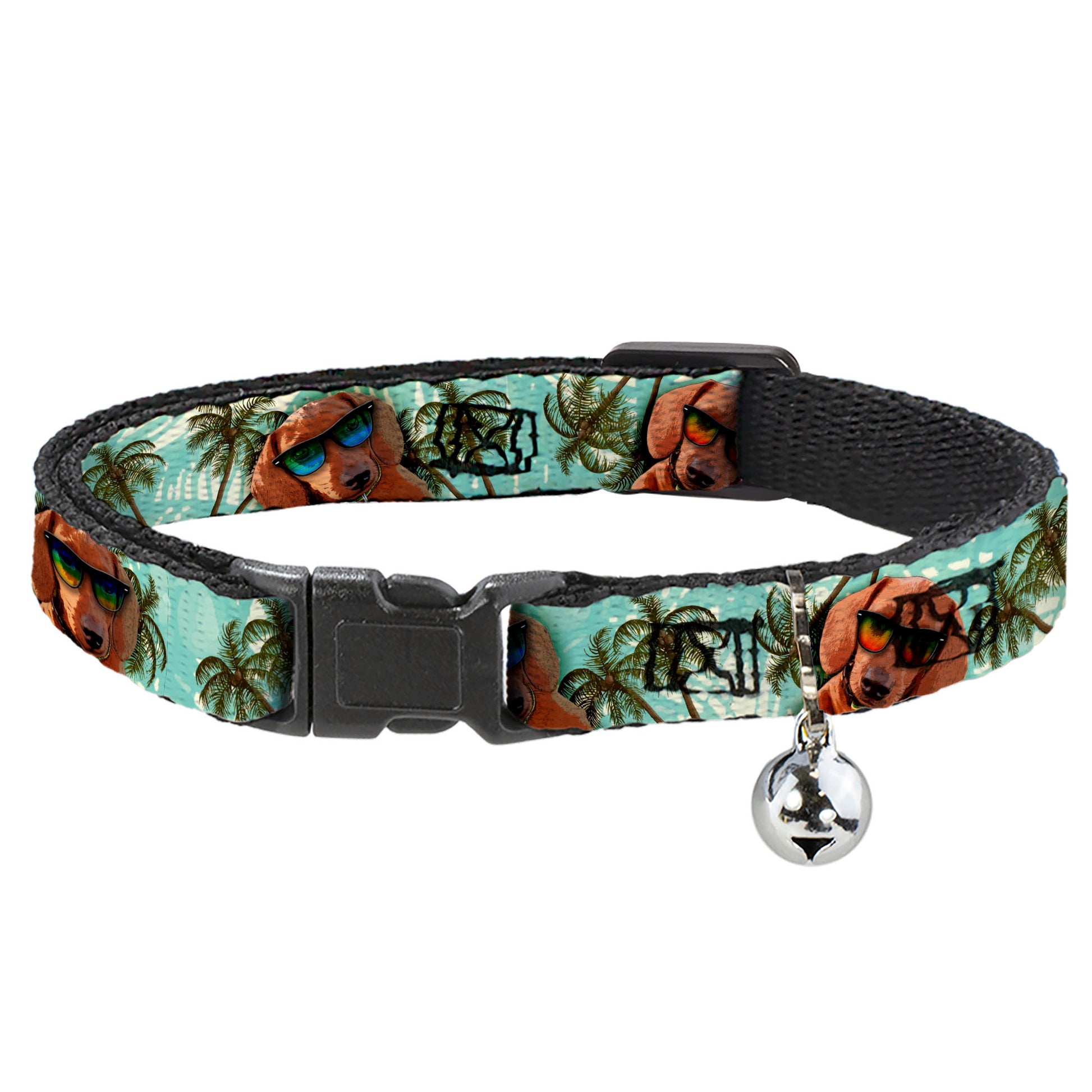 Cat Collar Breakaway - Dachshund in Shades w Palm Trees Breakaway Cat Collars Buckle-Down
