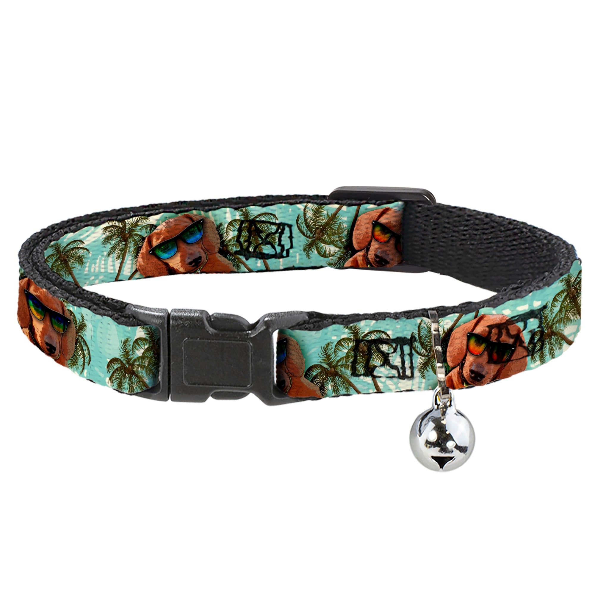 Cat Collar Breakaway - Dachshund in Shades w Palm Trees Breakaway Cat Collars Buckle-Down