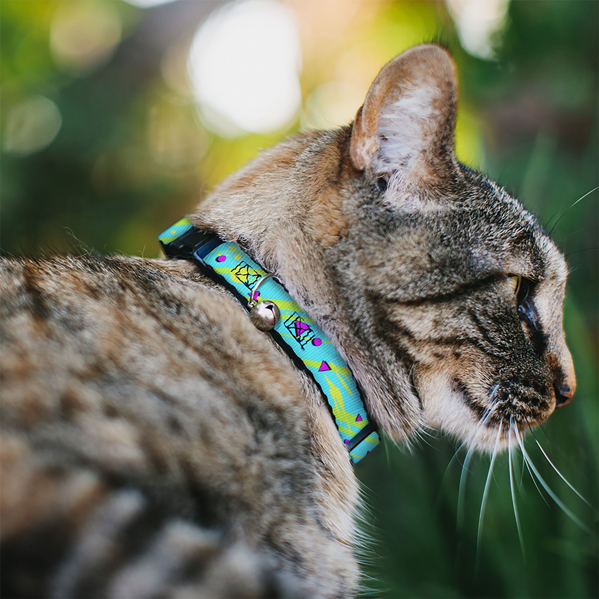Cat Collar Breakaway - Eighties Party Blue Yellow Pink Breakaway Cat Collars Buckle-Down