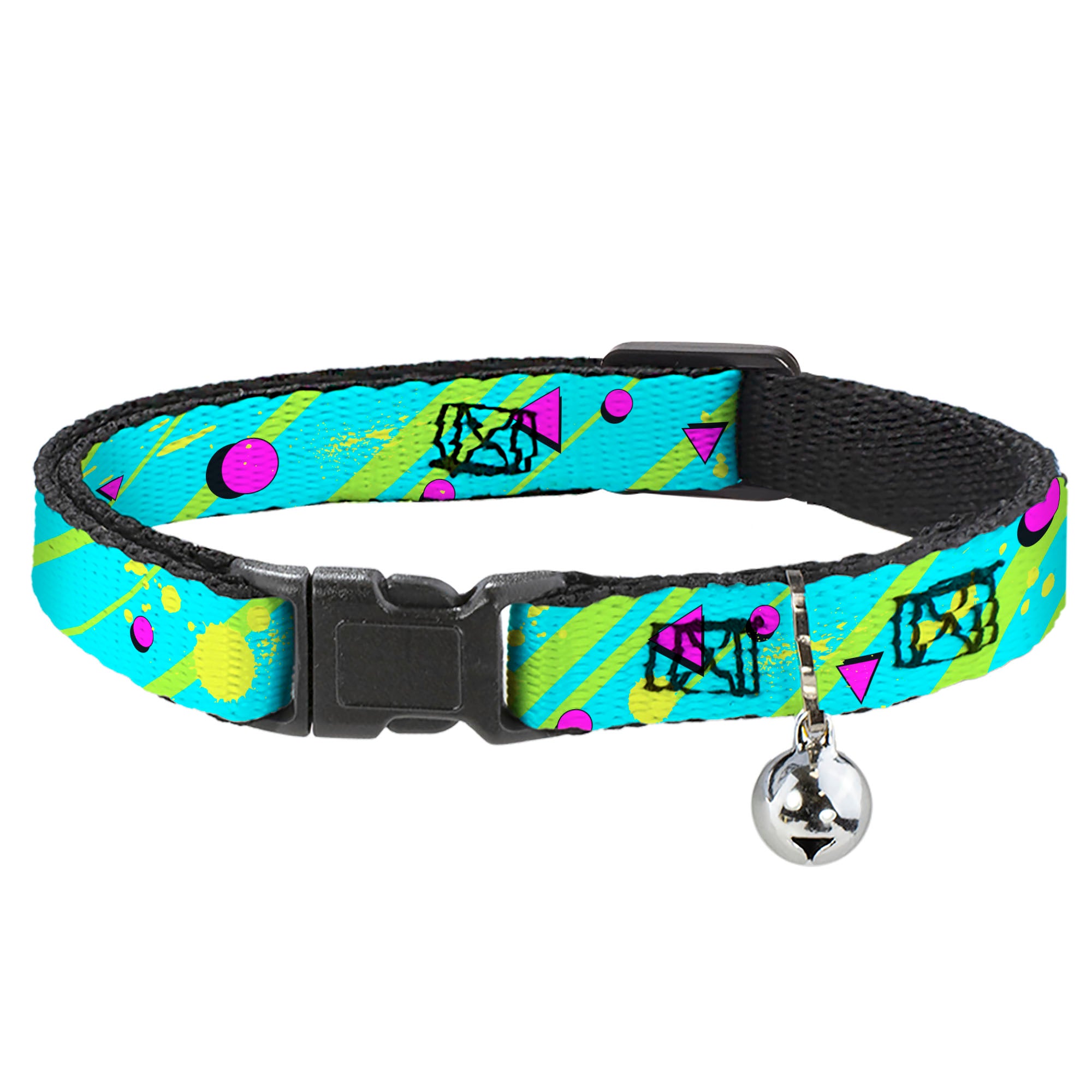 Cat Collar Breakaway - Eighties Party Blue Yellow Pink Breakaway Cat Collars Buckle-Down