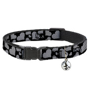 Cat Collar Breakaway - Eighties Hearts Black White Breakaway Cat Collars Buckle-Down