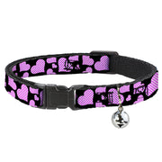 Cat Collar Breakaway - Eighties Hearts Black Fuchsia White Breakaway Cat Collars Buckle-Down