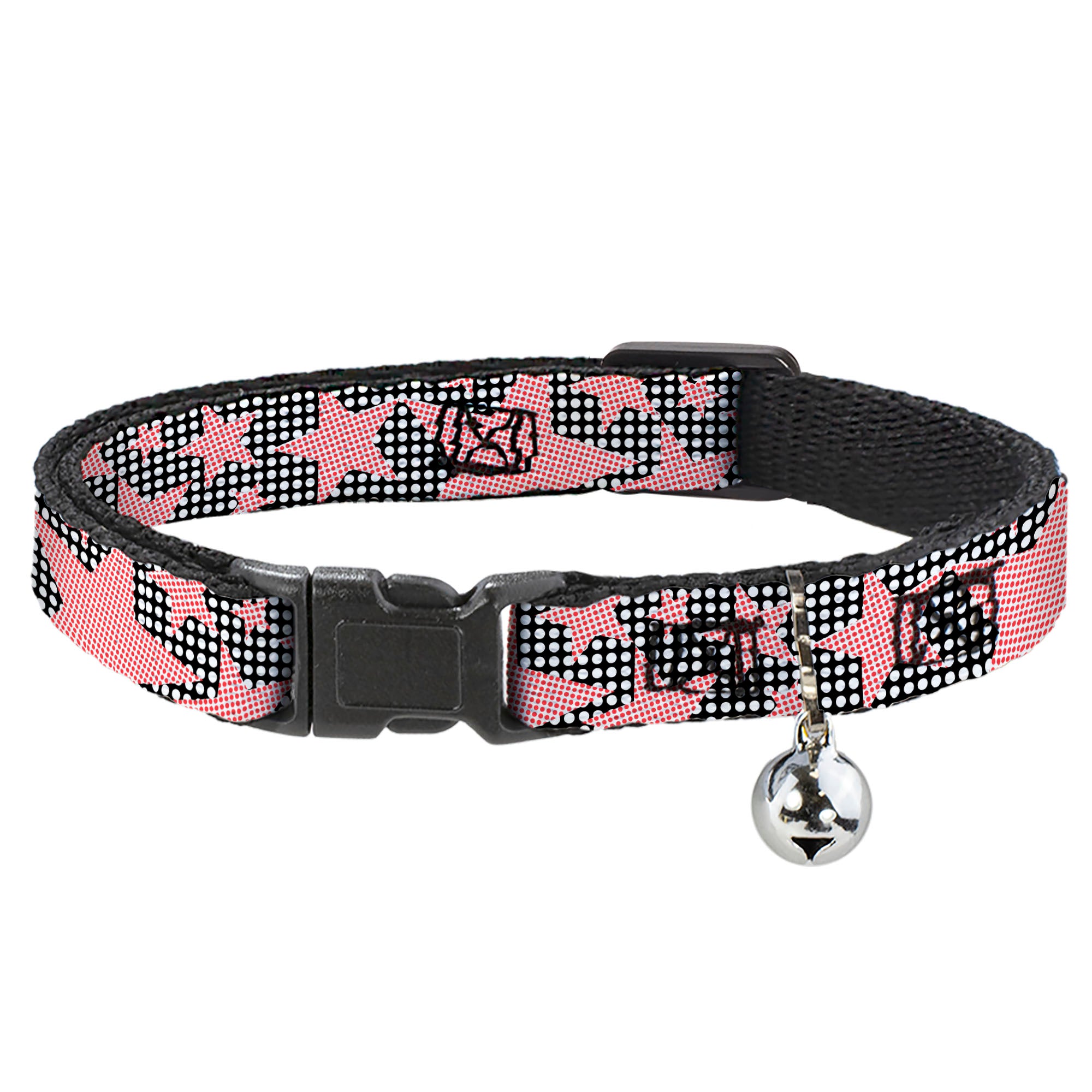 Cat Collar Breakaway - Eighties Stars2 Black White Red Breakaway Cat Collars Buckle-Down